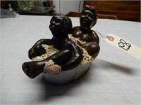 Black Americana Figurine in Bathtub