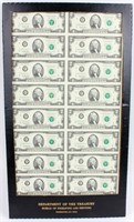 Coin Uncut $2 Sheet with 16 Notes 1995 Star Notes
