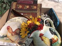 ROOSTER PLACE MATS, PLATES, PITCHER, CREAMER