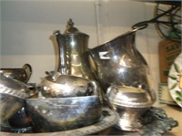 SILVER PLATE, COFFEE POT, PEWTER, EWER