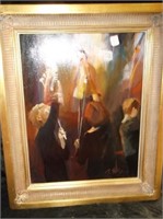 OIL ON MASONITE "PUPPETEERS" BY MICHELE STAPLEY