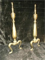 VINTAGE BRASS FOOTED ANDIRONS