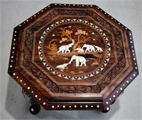 Ornate Inlaid Side Table - 17" h x 27" x 27"
