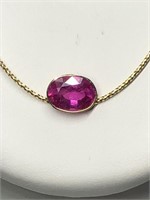 $1200. 10/14KT Gold Enhanced Ruby(7ct) Necklace