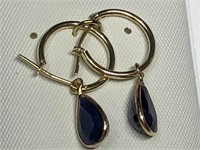 $600. 10KT Gold Sapphire(3.50ct) Earrings