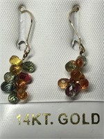 $1200. 14KT Gold Sapphire(6ct) Earrings