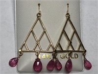 $1200. 14KT Gold Pink Sapphire(3ct) Earrings