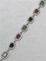 $800. S/Silver Emerald, Ruby & Sapphire Bracelet