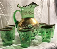 Victorian Green 7 pc Water Set