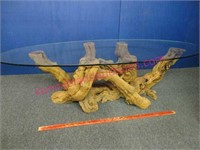 nice vintage driftwood coffee table (thick glass)