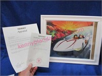 signed "speed racer" lithograph - coa & appraisal