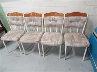 Set of Four Wood / Metal / Upholstered Chairs