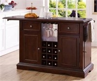 Alton Dark Cherry Kitchen Island with Wine rack