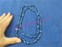 vintage blue rock stone strand necklace