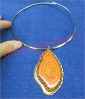 large orange stone pendant necklace