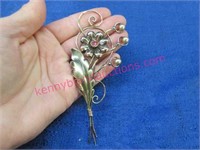 sterling silver flower brooch / pin