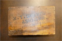 VINTAGE WOODEN BOX W/ ADVERTISEMENT Ashland, OH