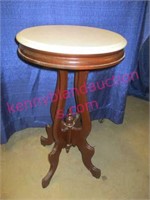 victorian walnut round marble top parlor table