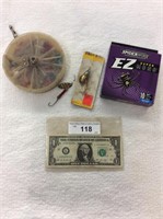 Vintage misc lot of fishing baits,lures and pole