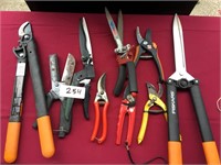 Lot Of Nine Garden Shears Big And Small