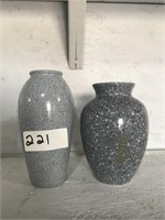 Pair Of Ceramic Grey and Black Spec Vase For