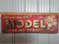 MODEL SMOKING TOBACCO TIN SIGN - 34" X11"