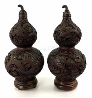 19/20th Century Chinese Cinnabar Double Gourd Vase