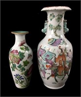 (2) Chinese Porcelain Vases W/ Famille Rose &