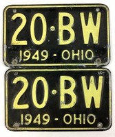 (2) Vintage 1949 Ohio License Plates
