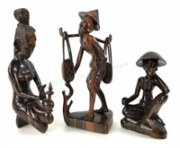 (3) Balinese Carved Wood Figures