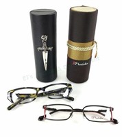 (2) Pairs Silver Dagger & Nodoka Glasses W/ Cases