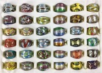 (36) Art Glass Rings