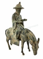 Chinese Cast Iron Man On Horseback Sculpture