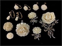 Carved Bone Flower Jewelry