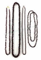 (4) Garnet Bead Necklaces