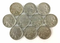 (10) 1937 Indian Head Buffalo Nickels