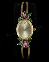 House Of Faberge Violets In The Snow Jeweled Watch