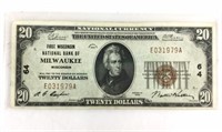 1929 First Wisconsin National Bank Milwaukee $20