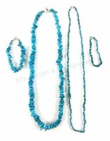 (2) Turquoise Nugget Necklaces & (2) Bracelets