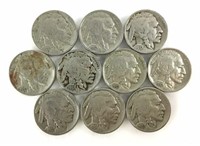 (10) 1937 Indian Head Buffalo Nickels