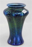 Lundberg Studios 6" decorated vase - blue