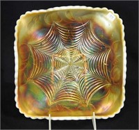 Heavy Web square shaped 11" bowl - peach opal