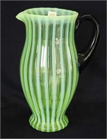 Fenton Rib Optic tankard pitcher - green opal