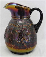 Carnival Glass Vineyard water pitcher - purple