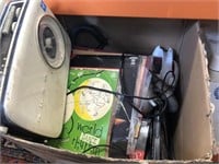 BOX OF MIXED HOUSEHOLD ITEMS & RECORDS