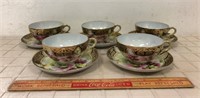 HAND PAINTED NIPPON CUP & SAUCERS