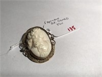 ANTIQUE GOLD FILLED CAMEO PIN