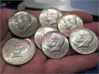 (7) 1967 kennedy silver half-dollars (40% silver)