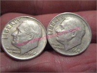 (2) 1964 roosevelt silver dimes (2 total)