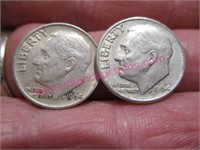 (2) 1964 roosevelt silver dimes (2 total)